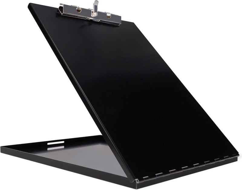 Saunders Slim Metal Clipboard with Storage, Black Single Layer Nursing Clipboard Folio, Letter Size Paper Organizer, Steel Clip with Locking Latch, Form Holder for Office, School & Work - Made in USA - Image 1